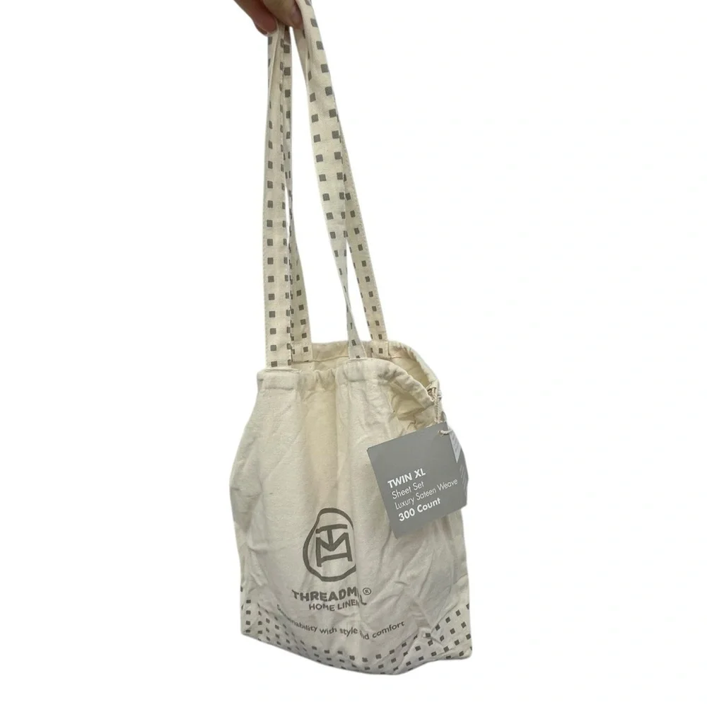 Threadmill Home Linen 100% Cotton Reusable Tote Bag Eco-Friendly Drawstring Bag